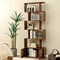 Costway Bookshelf with Cabinet 6-Tier S-Shaped Bookcase Storage Rack Rustic Brown/White/Black